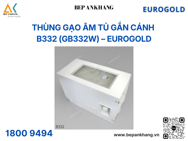 Thùng gạo âm tủ gắn cánh, ray âm giảm chấn B332 (GB332W) – Eurogold